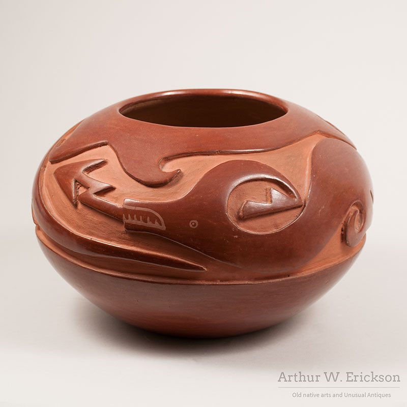 Large Christina Naranjo (1891-1980) Redware Pot with Avanyu