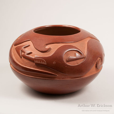Large Christina Naranjo (1891-1980) Redware Pot with Avanyu