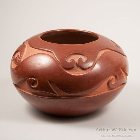 Large Christina Naranjo (1891-1980) Redware Pot with Avanyu