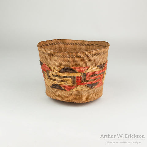 Colorful C. 1910 Tlingit Basket