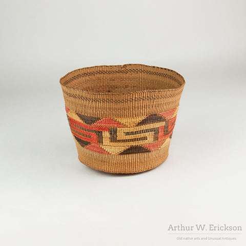 Colorful C. 1910 Tlingit Basket