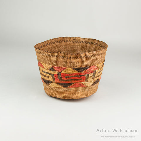 Colorful C. 1910 Tlingit Basket