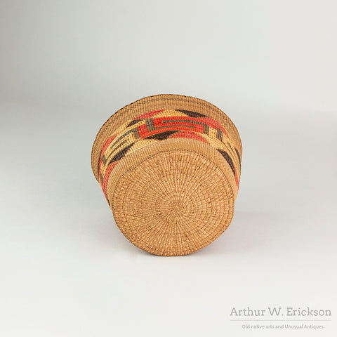 Colorful C. 1910 Tlingit Basket