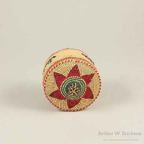 Colorful Nootka Lidded Basket