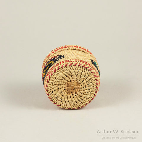 Colorful Nootka Lidded Basket
