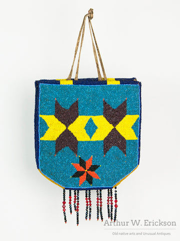 Double-Sided Plateau Beaded Flat Bag with Bead Fringe