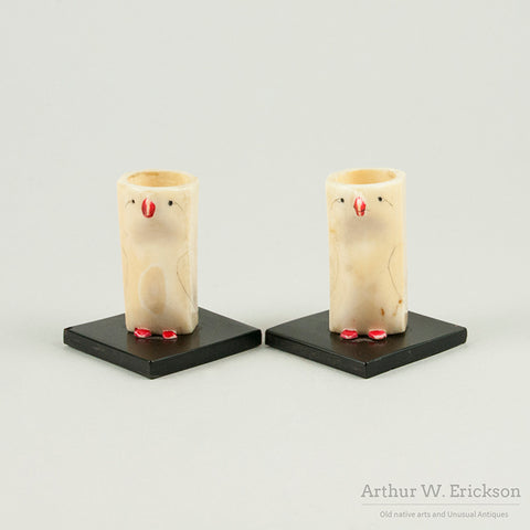 Eskimo Carved Bird Candle Holders
