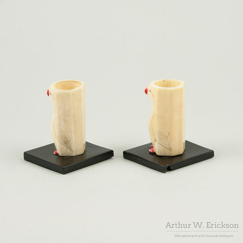 Eskimo Carved Bird Candle Holders