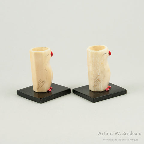 Eskimo Carved Bird Candle Holders
