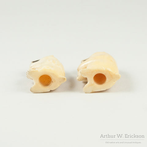 Eskimo Carved Polar Bear Salt and Pepper Shakers