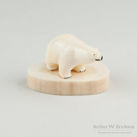 Ivory Bulky Polar Bear on Oval Mount