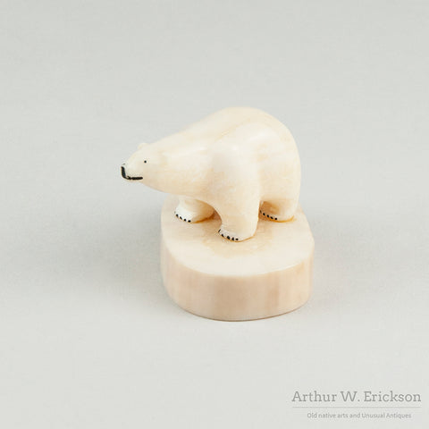 Ivory Bulky Polar Bear on Oval Mount