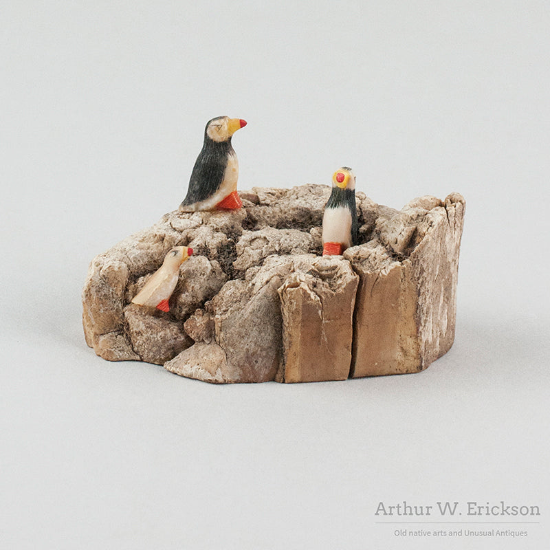 Eskimo Carved Puffin Rookery