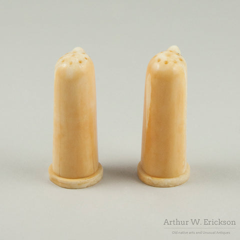 Eskimo Carved Seal Head Salt and Pepper Shakers