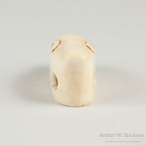Eskimo Carved Ivory Polar Bear Head Amulet