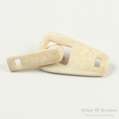 Eskimo Carved Ivory Polar Bear head Hook and Loop Closure