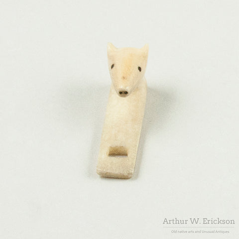 Eskimo Carved Ivory Polar Bear head Hook and Loop Closure