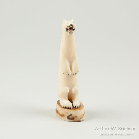 Eskimo Carved Walrus Ivory Standing Polar Bear