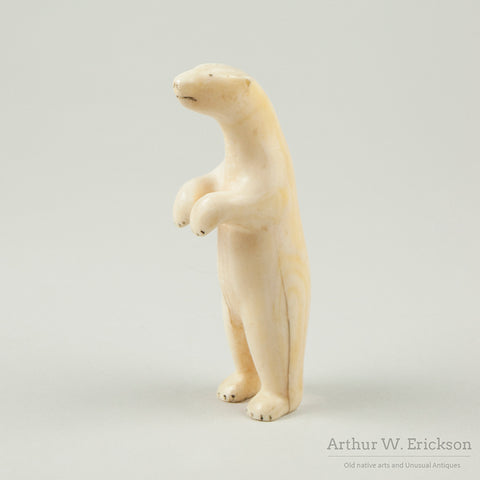 Eskimo Carved Walrus Ivory Standing Polar Bear