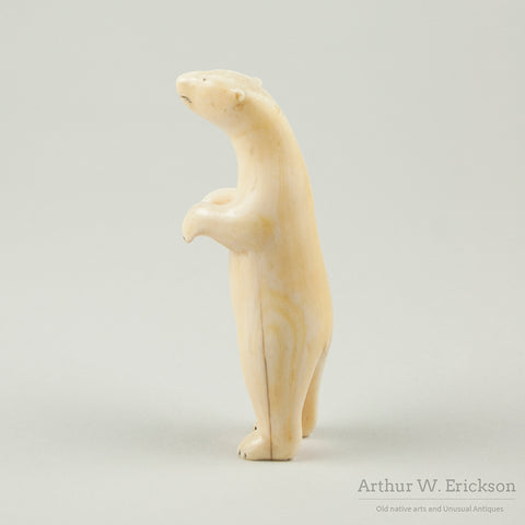 Eskimo Carved Walrus Ivory Standing Polar Bear