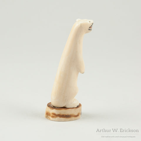 Eskimo Carved Walrus Ivory Standing Polar Bear