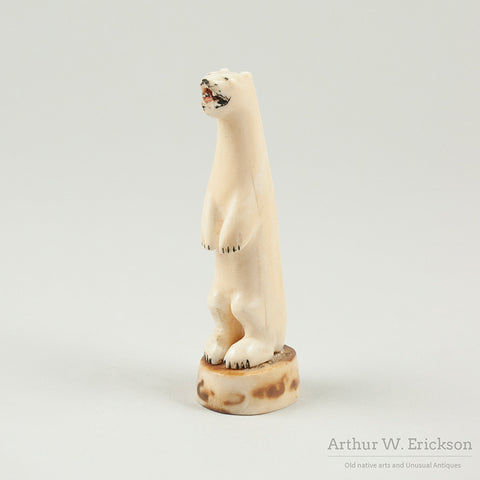 Eskimo Carved Walrus Ivory Standing Polar Bear