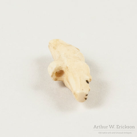 Eskimo Carved Walrus Ivory Two Bear headed Button