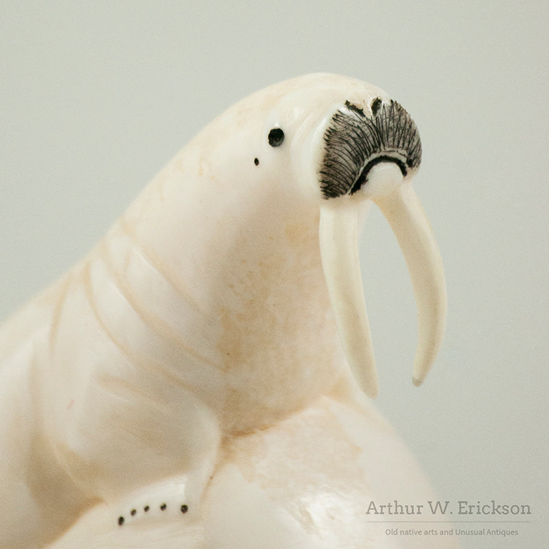 Eskimo Carved Walrus on Ice