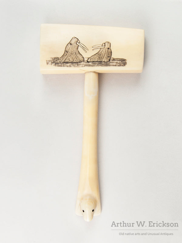 Eskimo Ivory gavel with Seal Head Handle
