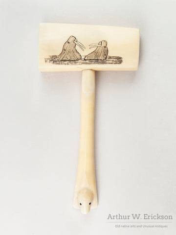 Eskimo Ivory gavel with Seal Head Handle