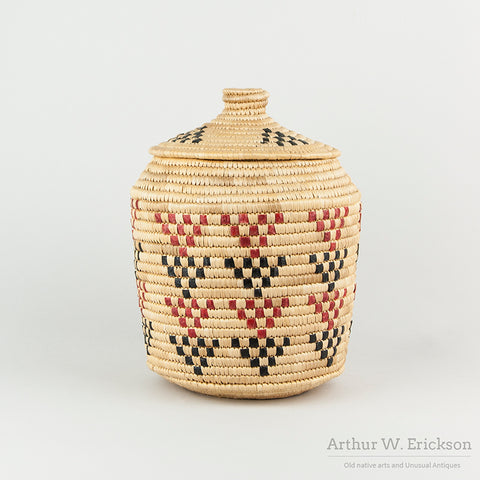 Eskimo Lidded Basket with Sealgut Design