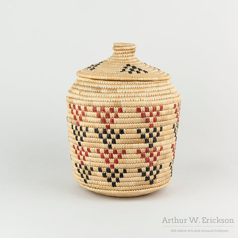 Eskimo Lidded Basket with Sealgut Design