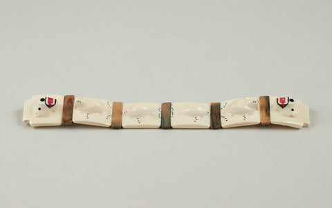 Eskimo Ivory Polar Bear and Seal Carved Watch Band by W. Okpowruk