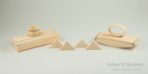Eskimo Carved Walrus Ivory Desk Set
