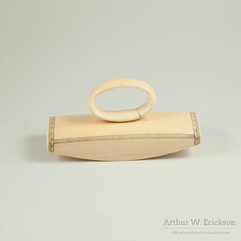 Eskimo Carved Walrus Ivory Desk Set