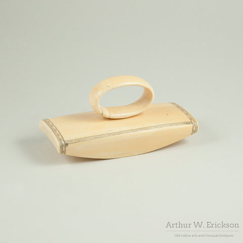 Eskimo Carved Walrus Ivory Desk Set