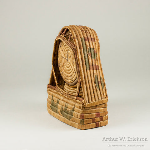 Eskimo Folk Art Basketry Clock