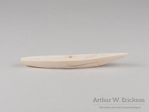 Eskimo Miniature Walrus Ivory Kayak