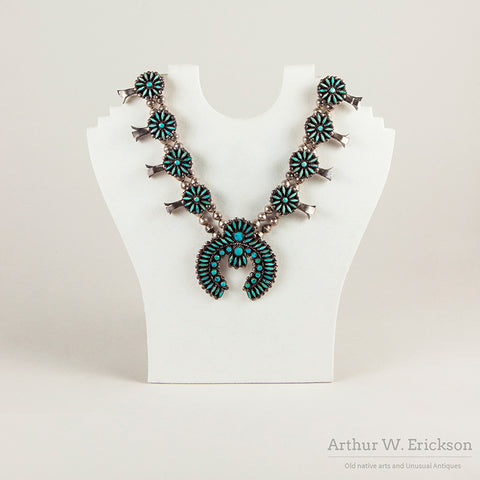 Fine Zuni Needle Point Squash Blossom Necklace