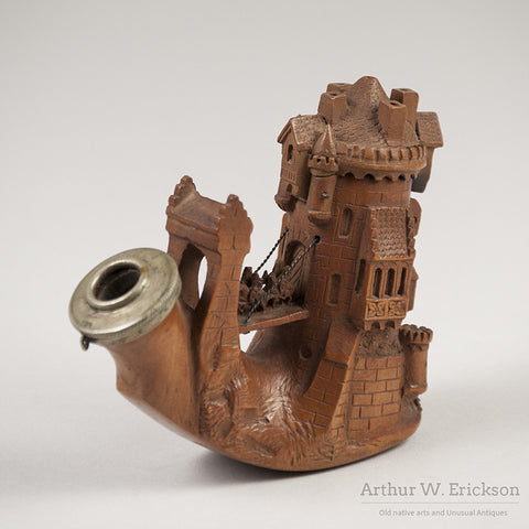 German Wood Carved Castle Pipe - Arthur W. Erickson - 2
