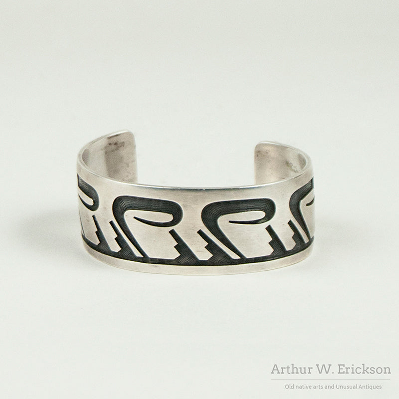 Hopi Craft Silver Overlay Cuff Bracelet by Glenn Lucas