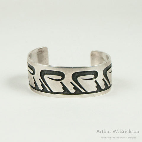 Hopi Craft Silver Overlay Cuff Bracelet by Glenn Lucas