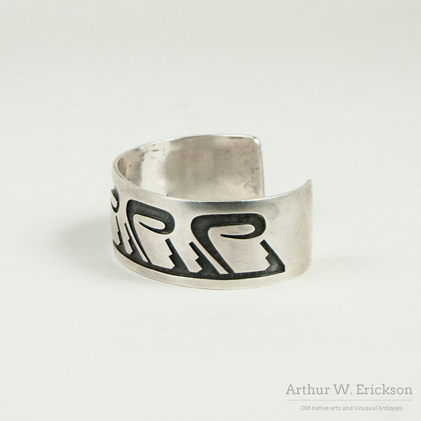 Hopi Craft Silver Overlay Cuff Bracelet by Glenn Lucas