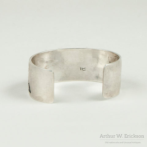 Hopi Craft Silver Overlay Cuff Bracelet by Glenn Lucas