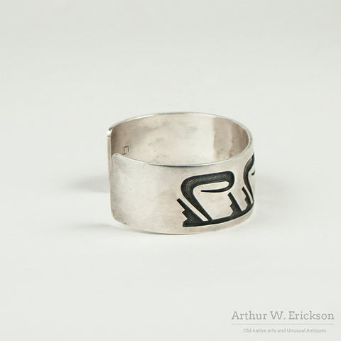 Hopi Craft Silver Overlay Cuff Bracelet by Glenn Lucas