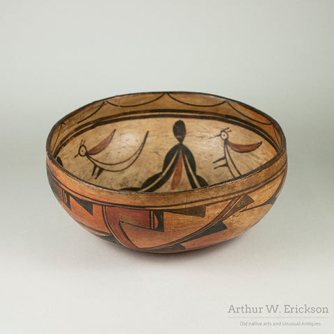 Large Hopi Polacca Bowl with Bird Design