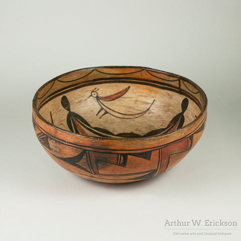 Large Hopi Polacca Bowl with Bird Design