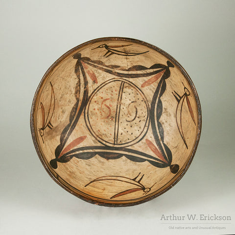 Large Hopi Polacca Bowl with Bird Design