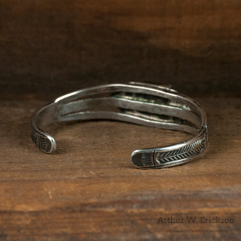 Ike Wilson Navajo Silver and Turquoise Cuff Bracelet