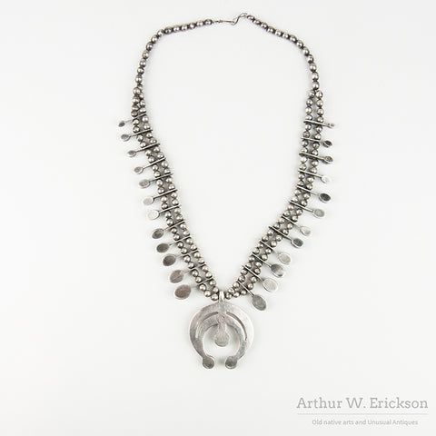 Juan De Dios Turquoise and Sterling Silver Squash Blossom Necklace